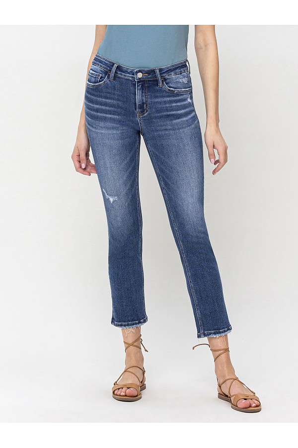 Mid Rise Slim Straight Jeans